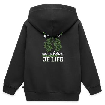 Poumon donneur Branches Oxygène Poumons Espoir Vie - Sweat Premium à capuche zippé enfant bio - noir - Dos - AI Model Kid Male (0cm)