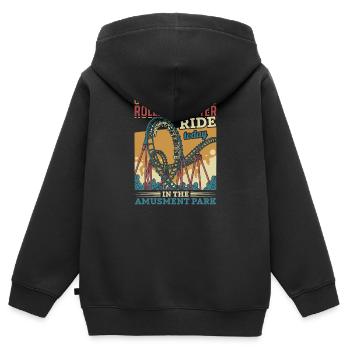 Montagnes russes parc d’attractions parc d’attractions Vintage - Sweat Premium à capuche zippé enfant bio - noir - Dos - AI Model Kid Male (0cm)