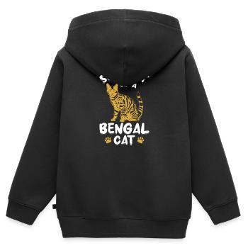 Serviteur Bengal Chat Velours Patte Hybride Race de chat - Sweat Premium à capuche zippé enfant bio - noir - Dos - AI Model Kid Male (0cm)