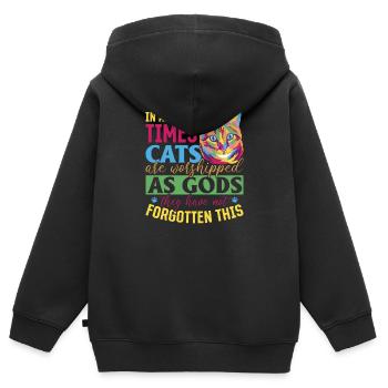 Katzen Götter Göttliche Kätzchen Samtpfote - Kinder Premium Organic Zip Hoodie - Schwarz - Hinten - AI Model Kid Male (0cm)