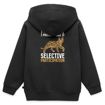 Cat Selective Participation Stubentiger Gift - Sweat Premium à capuche zippé enfant bio - noir - Dos - AI Model Kid Male (0cm)