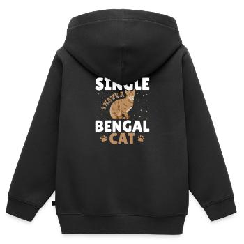 Chat célibataire Bengal Chat célibataire Chat de vie ami - Sweat Premium à capuche zippé enfant bio - noir - Dos - AI Model Kid Male (0cm)