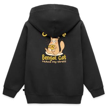 Kaffee Und Bengal Katze Reduzieren Streß Geschenk - Kinder Premium Organic Zip Hoodie - Schwarz - Hinten - AI Model Kid Male (0cm)