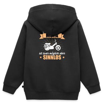 Mofa Fahren Mopedfahrer Leben Sinnlos Ohne Zweirad - Kinder Premium Organic Zip Hoodie - Schwarz - Hinten - AI Model Kid Male (0cm)