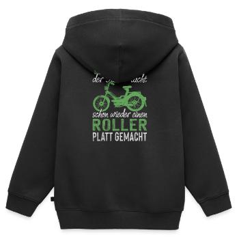 Mofa Sprüche Motor Heult Roller Platt Gemacht - Kinder Premium Organic Zip Hoodie - Schwarz - Hinten - AI Model Kid Male (0cm)
