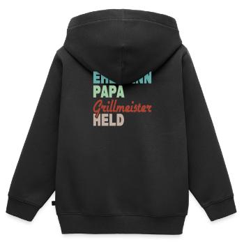 Ehemann Papa Grillmeister Held - Kinder Premium Organic Zip Hoodie - Schwarz - Hinten - AI Model Kid Male (0cm)