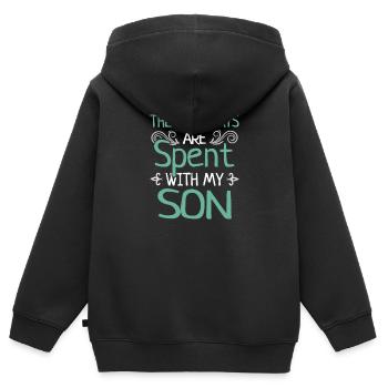 Père et fils Futurs pères Fils - Sweat Premium à capuche zippé enfant bio - noir - Dos - AI Model Kid Male (0cm)