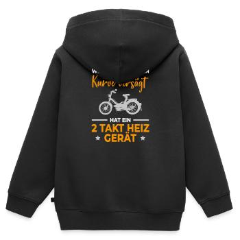 Moped Spruch Mofa Kurve Versägt 2 Takt Heiz Gerät - Kinder Premium Organic Zip Hoodie - Schwarz - Hinten - AI Model Kid Male (0cm)