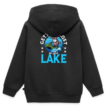 Se perdre sur le bateau à moteur jet skieur du lac - Sweat Premium à capuche zippé enfant bio - noir - Dos - AI Model Kid Male (0cm)