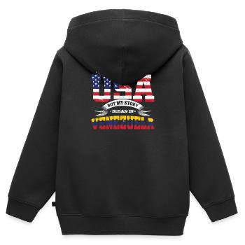 USA Venezuela Story Südamerika Heimatland Geschenk - Kinder Premium Organic Zip Hoodie - Schwarz - Hinten - AI Model Kid Male (0cm)