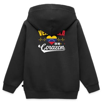 Venezuela En Mi Corazon Lebensweisheit Venezolaner - Kinder Premium Organic Zip Hoodie - Schwarz - Hinten - AI Model Kid Male (0cm)