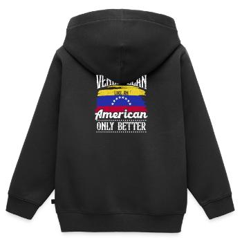 Venezuelan Südamerika Herkunftsland Lateinamerika - Kinder Premium Organic Zip Hoodie - Schwarz - Hinten - AI Model Kid Male (0cm)