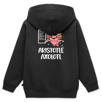 Aristotle Axolotl Lustiger Lurch Frosch Spruch - Kinder Premium Organic Zip Hoodie - Schwarz - Hinten - AI Model Kid Male (0cm)