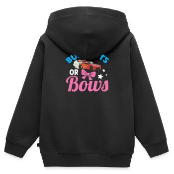 Burnouts ou arcs Baby Shower Sexe Révéler Cadeau - Sweat Premium à capuche zippé enfant bio - noir - Dos - AI Model Kid Male (0cm)