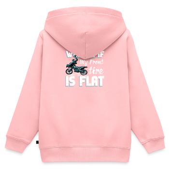 Cadeau de motocross Wonder If Tire Is Flat - Sweat Premium à capuche zippé enfant bio - rose - Dos - AI Model Kid Female (0cm)