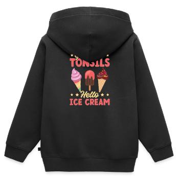 Tonsillitis Children Tonsils Infection Ice Cream - Kids Premium Organic Zip-up Hoodie - black - Back - AI Model Kid Male (0cm)