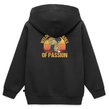 Soudeur Sparks Passion Soudage à l’arc rétro - Sweat Premium à capuche zippé enfant bio - noir - Dos - AI Model Kid Male (0cm)