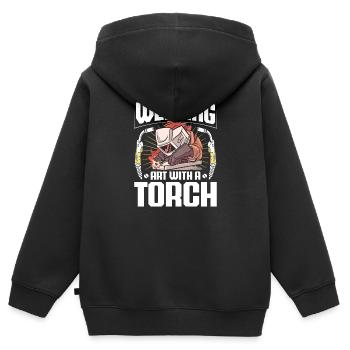 Art de soudage Torche Soudage à l’arc Soudage - Sweat Premium à capuche zippé enfant bio - noir - Dos - AI Model Kid Male (0cm)