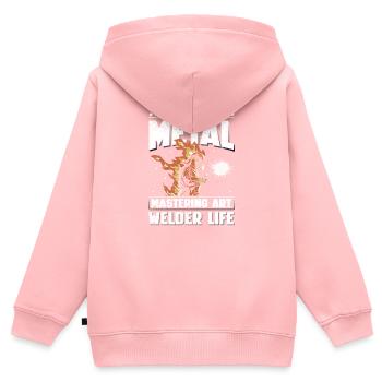 Brûlant métal soudeur vie soudage cadeau - Sweat Premium à capuche zippé enfant bio - rose - Dos - AI Model Kid Female (0cm)