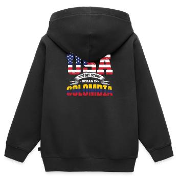 USA Kolumbien Story Südamerika Heimatland Geschenk - Kinder Premium Organic Zip Hoodie - Schwarz - Hinten - AI Model Kid Male (0cm)