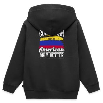 Colombian Südamerika Herkunftsland Lateinamerika - Kinder Premium Organic Zip Hoodie - Schwarz - Hinten - AI Model Kid Male (0cm)