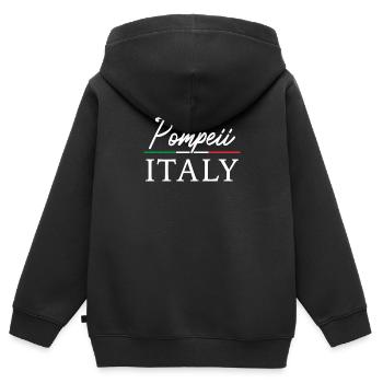 Éruption volcanique de Pompéi en Italie - Sweat Premium à capuche zippé enfant bio - noir - Dos - AI Model Kid Male (0cm)