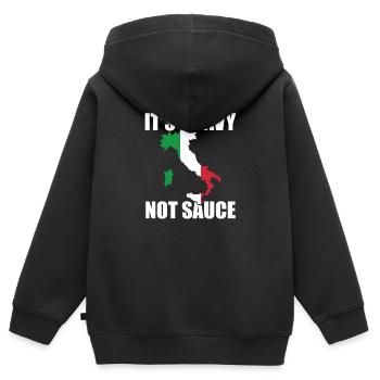 C’est de la sauce, pas de la sauce Cuisine italienne - Sweat Premium à capuche zippé enfant bio - noir - Dos - AI Model Kid Male (0cm)