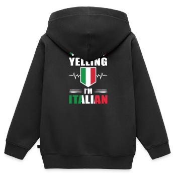 Yelling Italian Heartbeat Italian Flag - Kids Premium Organic Zip-up Hoodie - black - Back - AI Model Kid Male (0cm)