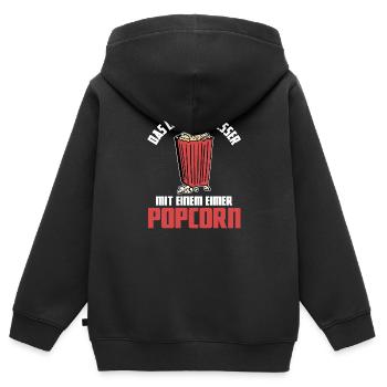 Leben Besser Eimer Popcorn Fasching Kostüm - Kinder Premium Organic Zip Hoodie - Schwarz - Hinten - AI Model Kid Male (0cm)