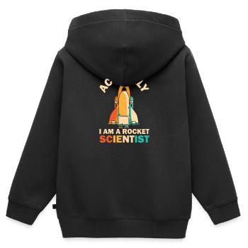 Rétro Rocket Scientist Spaceman Navette spatiale - Sweat Premium à capuche zippé enfant bio - noir - Dos - AI Model Kid Male (0cm)