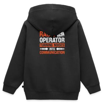 Communication des bruits de rotation de l’opérateur radio - Sweat Premium à capuche zippé enfant bio - noir - Dos - AI Model Kid Male (0cm)