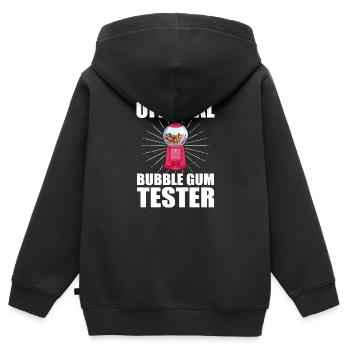 Kaugummi Automat - Official Bubble Gum Tester - Kinder Premium Organic Zip Hoodie - Schwarz - Hinten - AI Model Kid Male (0cm)