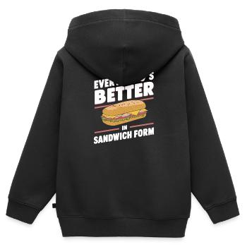 Sandwich Maker Sandwichs grillés et grillés - Sweat Premium à capuche zippé enfant bio - noir - Dos - AI Model Kid Male (0cm)
