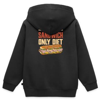 Sandwich Lustiger Spruch - Only Sandwich Diet - Kinder Premium Organic Zip Hoodie - Schwarz - Hinten - AI Model Kid Male (0cm)