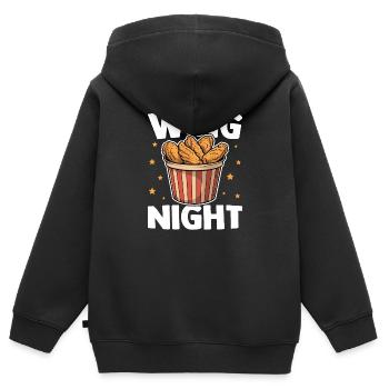 Ailes de poulet de nuit drôles Ailes croustillantes - Sweat Premium à capuche zippé enfant bio - noir - Dos - AI Model Kid Male (0cm)