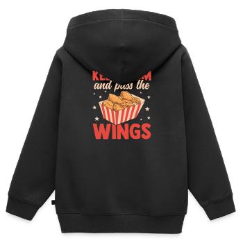 Ailes croustillantes Ailes de poulet chaudes - Sweat Premium à capuche zippé enfant bio - noir - Dos - AI Model Kid Male (0cm)