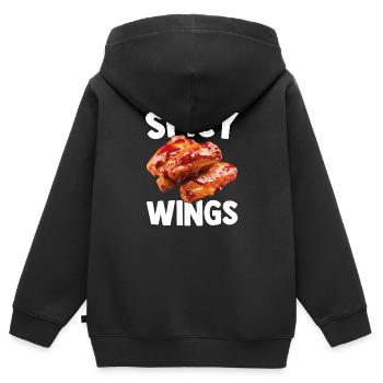 Spicy Hot Chicken Wings Hühnerflügel Lustig - Kinder Premium Organic Zip Hoodie - Schwarz - Hinten - AI Model Kid Male (0cm)