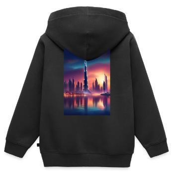 Sonnenuntergang in Dubai - Kinder Premium Organic Zip Hoodie - Schwarz - Hinten - AI Model Kid Male (0cm)