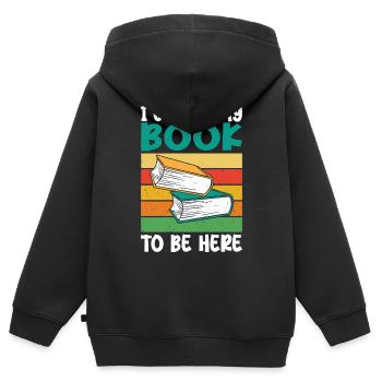 Ich habe mein Buch geschlossen, um hier zu sein - Kinder Premium Organic Zip Hoodie - Schwarz - Hinten - AI Model Kid Male (0cm)