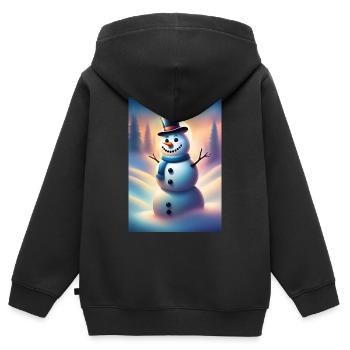 Bonhomme de neige hivernal heureux - Sweat Premium à capuche zippé enfant bio - noir - Dos - AI Model Kid Male (0cm)