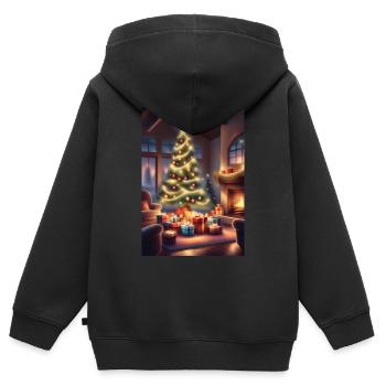Gemütliches Weihnachtshaus - Kinder Premium Organic Zip Hoodie - Schwarz - Hinten - AI Model Kid Male (0cm)