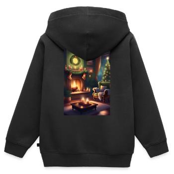 Maison de Noël verte - Sweat Premium à capuche zippé enfant bio - noir - Dos - AI Model Kid Male (0cm)