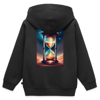 Un sablier sur le sable du désert - Sweat Premium à capuche zippé enfant bio - noir - Dos - AI Model Kid Male (0cm)