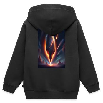 Météorite froide - Sweat Premium à capuche zippé enfant bio - noir - Dos - AI Model Kid Male (0cm)