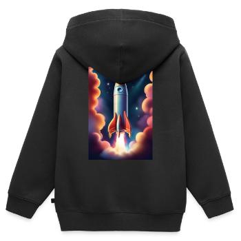 Rocket ship flying to space - Kids Premium Organic Zip-up Hoodie - black - Back - AI Model Kid Male (0cm)