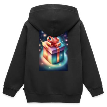 Cadeau surprise magique - Sweat Premium à capuche zippé enfant bio - noir - Dos - AI Model Kid Male (0cm)