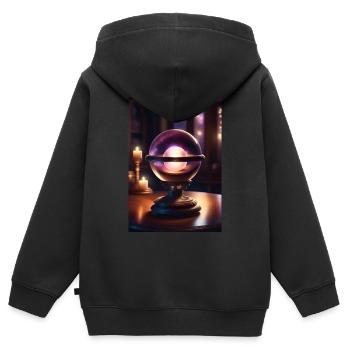Magische Kristallkugel - Kinder Premium Organic Zip Hoodie - Schwarz - Hinten - AI Model Kid Male (0cm)