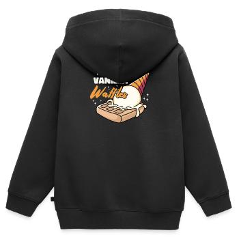 Gaufres à la vanille Gaufres déjeuner au sirop - Sweat Premium à capuche zippé enfant bio - noir - Dos - AI Model Kid Male (0cm)