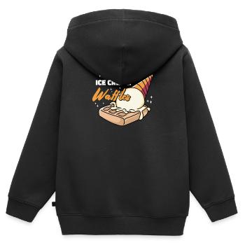 Eiscreme Waffeln Sirup Frühstückswaffeln - Kinder Premium Organic Zip Hoodie - Schwarz - Hinten - AI Model Kid Male (0cm)