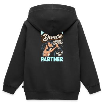 Gesellschaftstanz Tanzpartner Outfit Tänzer Tanzen - Kinder Premium Organic Zip Hoodie - Schwarz - Hinten - AI Model Kid Male (0cm)